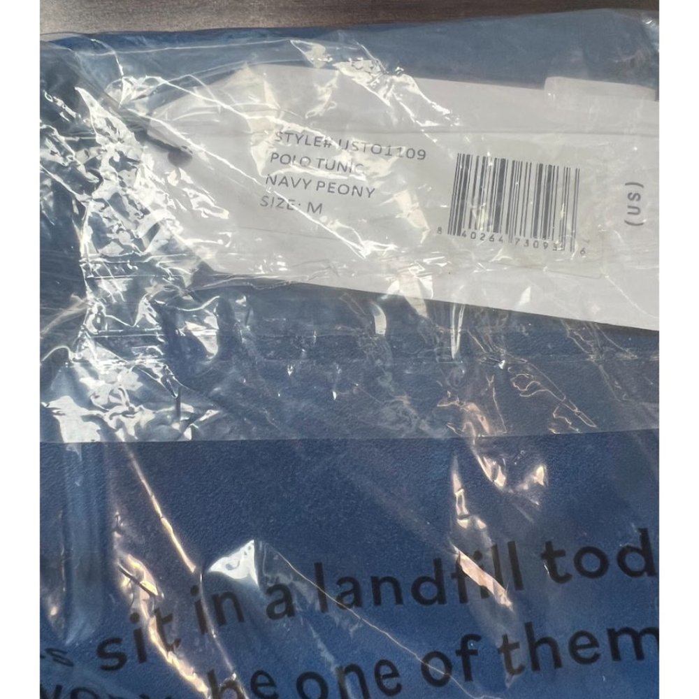 Better-Than-Silk Collared Blouse Polo Tunic in Navy Peony (M) - Picture 7 of 7